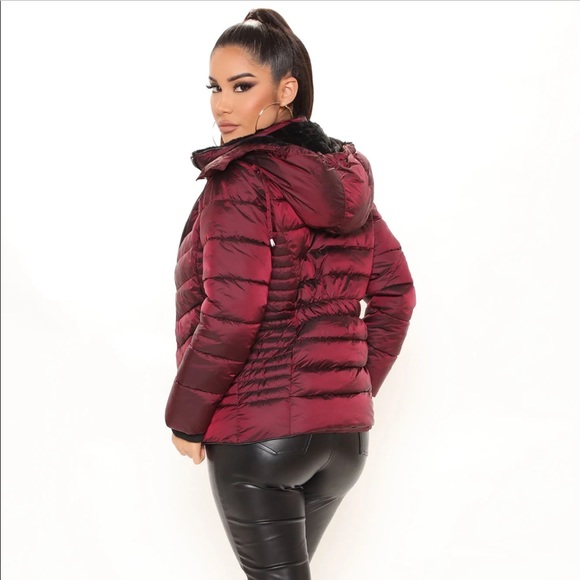 Keeping You Warm Puffer Jacket - Burgundy, size small - Picture 4 of 4